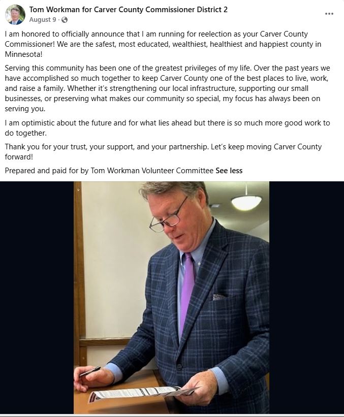 Tom Workman for Carver County Commissioner District 2