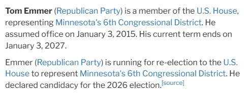 Tom Emmer BallotPedia